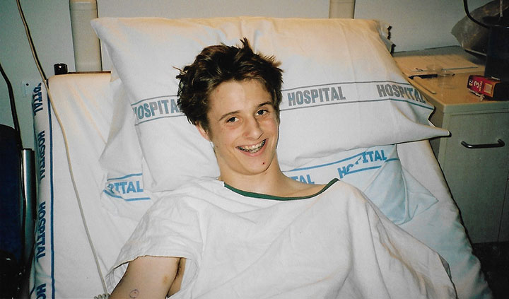Wayne at Auckland City Hospital soon after his leukaemia diagnosis, May 2004