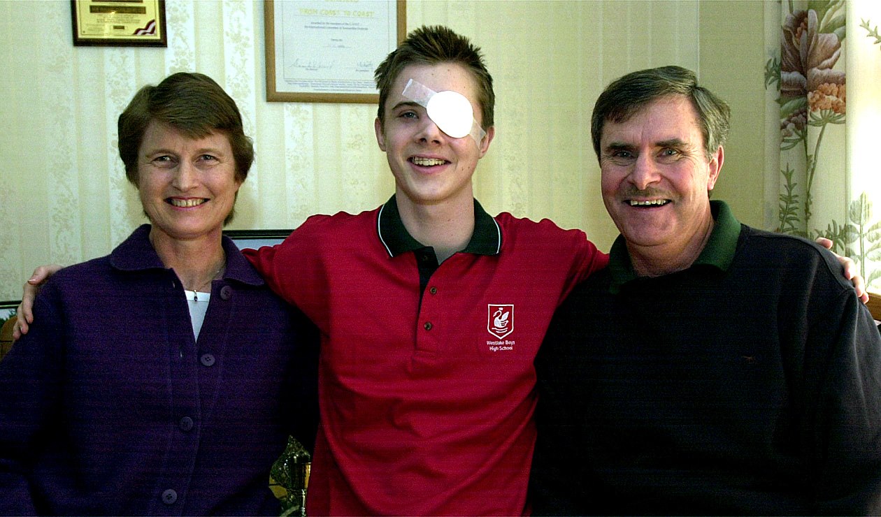 Wayne at home with his Mum and Dad